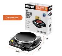 Single 1200W Ceramic Hot Plate Infrared Portable Electric Cooktop Hob - Black