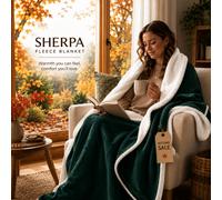 (Single (130x150cm), Emerald) Imperial Rooms 480GSM Reversible Sherpa Fleece Reversible Blanket - Ultra Soft Warm Plush Throw