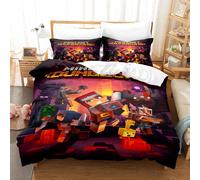 (Single 135*200cm) (A6) Minecraft Bedding 3 Piece Boys Duvet Cover Set