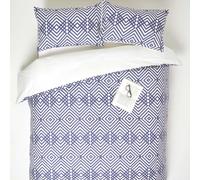 Geometric Digitally Printed Cotton Duvet Cover Set Homescapes Indigo Single