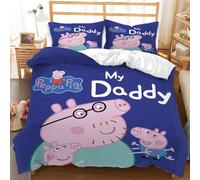 (Single-135x200cm, 5) Peppa Pig Kids Single Double Bed Linen 3D Duvet Cover Set