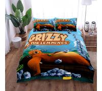(SINGLE 135x200cm) Grizzy&The Lemmings Cartoon Quilt Set 3-Piece-A