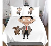 (Single 135X200cm) Mr. Bean Duvet Cover Set 3D Bedding Set comedian Comforter Cover Set Bedspread Cover Microfiber 3 Piece Set Quilt Cover wit