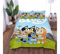 (SINGLE 135x200cm) Shepherd Dog Bluey Cartoon Print Quilt Cover Set-01
