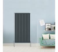 (Single-1600x680 mm) NRG Flat Panel Column Designer Radiator Heater Central Heating Rads Anthracite