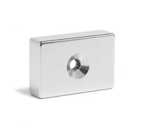 Single 30mm x 20mm x 8mm x Countersunk Neodymium Block Magnet N42