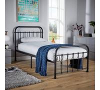 Solid Slats Metal Bar Bed Frame Home Source Black Single