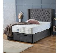 (Single-3ft (With Mattress), Steel Plush) DOUBLE DIVAN OTTOMAN BED END LIFT UP STORAGE BED CHESTERFIELD 54"HEADBOARD+MATTRESS