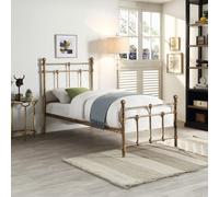 (Single 90 x 190cm, 25cm Deep Pocket Spring Memory Foam Mattress) BAYFORD ANTIQUE BRASS TRADITIONAL METAL BED FRAME