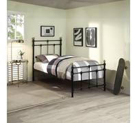 (Single 90 x 190cm, 25cm Deep Pocket Spring Memory Foam Mattress) BAYFORD TRADITIONAL BLACK METAL BED FRAME