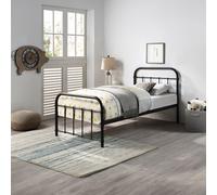 (Single 90 x 190cm, 25cm Deep Pocket Spring Memory Foam Mattress) TEWIN VINTAGE HOSPITAL STYLE BLACK METAL BED FRAME