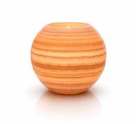 Single Alabaster Candle Holder - Egyptian Tealight and Votive Candles Holders with Amber Glow for Home Décor Natural Stone Soothing Tranquil Aurora