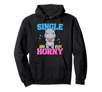 Single And Very Horny - Funny Rhino Pullover Hoodie
