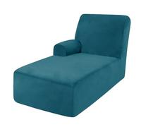 Single Arm Chaise Lounge Cover Soft Velvet Sofa Slipcover Dark Blue Left Side 1 Piece Stretch Fit Chair Protector Living Room Furniture Cover