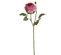 Single Artificial Hot Pink Rose Stem, Realistic Dried Touch Hot Pink Rose Valera, Dried Touch Petals, Tall Faux Rose Stem, Realistic Pink Rose Bud Flower, Green Leaves, Valentines