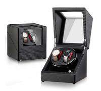 Single Automatic Watch Winder for Mechanical Watches - Quiet Motor Luxury PU Leather Watch Winding Case with USB Power, Programmable Rotation Modes (Fits Up to 50mm Watch Case)(Carbon Fiber)