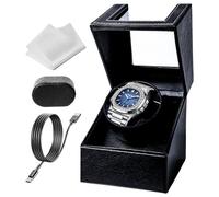 Single Automatic Watch Winder, Watch Winders for 1 Watches with Quiet Motor,Soft Flexible Watch Pillow,1 Rotation Modes USB Cable(Black-PU Leather）