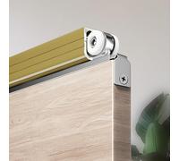 Single Barn Door Sliding Track, Aluminium Pocket Door Frame Kit, Closet/Wardrobe Sliding Door Guide Rail, Bypass Door Tracks with Pulley(6 - Wheels,1.5m(4.9ft))