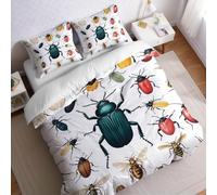 Single Bed Bedding Set 135 x 200 cm red Duvet Cover Insects and beetles Microfibre with Pillowcase, Soft Easy Care for Kids