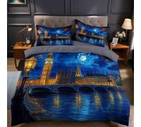 Single Bed Duvet Cover Set London city at night Bedding Sets Girls Boys Kids Soft Easy Care Bed Microfibre Quilt Cover 135x200 cm with Pillow Case