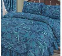 Single Bed Duvet/Quilt Cover Bedding Set, Dolphin, Sea/Ocean/Waves/Splash Blue, with Matching Pillowcase