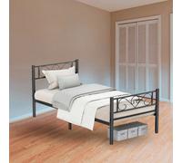 Black Single Metal Bed Frame with Headboard