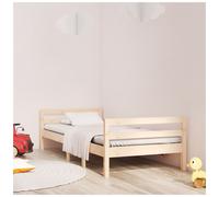 Single Bed Frame Natural Solid Pinewood 90x200 cm Rustic Slatted Base Wooden Bed