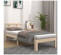 Single bed frame solid pine natural 75 x 190 cm compact slatted base for kids