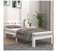 Single bed frame solid pine white 90x190cm slatted platform, minimalist compact