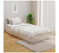 Single Bed Frame Solid Pine Wood White 90x200 cm Slatted Base Minimalist Compact
