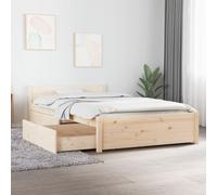 Single Bed Frame Solid Pinewood Natural 75x190cm with 2 Storage Drawers Compact