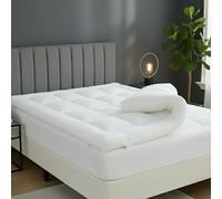 Single Bed Mattress Topper - 10 cm Thick Soft Quilted Microfiber Layer Topper for Comfort Sleep - Hypoallergenic, Breathable & Machine Washable - Easy Care Home Essential, Pack 2 (90x190x10cm)