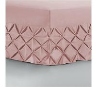 Single Bed Pintuck Valance Sheet 100% Egyptian Cotton Divan Bedbase Covers 200 Thread Count Extra Deep Skirt Pocket Mattress Cover White Silver Charcoal Pink Fitted Sheets (Pink, Single)