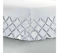Single Bed Pintuck Valance Sheet 100% Egyptian Cotton Divan Bedbase Covers 200 Thread Count Extra Deep Skirt Pocket Mattress Cover White Silver Charcoal Pink Fitted Sheets (White, Single)