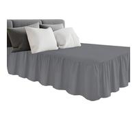 Single Bed Platform Base Frilled Valance, Grey, Anti-Wrinkle Soft Brushed Microfiber Fabric, Multicolor Collection, Size: Single (90 x 190 + 25 cm)