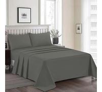 Single Bedding Flat Sheet - Soft Brushed Polyester Microfiber Fabric - Hypoallergenic, Wrinkle, Shrinkage & Fade Resistant Top Sheets - Perfect Bedsheets for Home & Hotel Use (Grey -178 x 254cm)