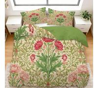 Single Bedding Set Duvet Cover Set William Morris Floral Microfiber Duvet Cover With Pillowcases, Beige Bed Linen - Hypoallergenic Comforter Cover & All Season