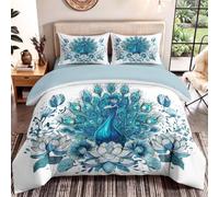 Single Bedding Sets 3 Piece - Animal, Luxurious, Classic Bedding Set, Peacock, Flowers Fitted Sheet and Pillow cases Soft Microfiber Duvet Cover for Boys & Girls
