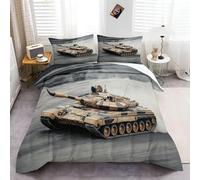Single Bedding Sets Army Tanks, Gray Brown Duvet Cover Set Army Tanks Printed duvet cover set Modern Bedroom Decor Bedding Set With 2 Pillow for All Seasons
