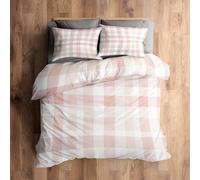 Single Bedding Sets, Buffalo Check Duvet Cover with 1 Pillowcase, 2 Piece Bedroom Decor, Pink Plaid Pattern Soft Microfiber Quilt Cover, Zip Fastening C875N