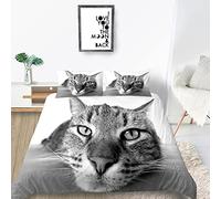 Single Bedding Sets Kids Animal Duvet Cover Single Tabby Cat Bed Sets Maroon Reversible Quilt Covers with Zipper Closure + 2 Pillowcases 50x75cm