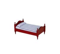 Single Bedroom Bed 1: 12 Scale Wooden Doll House, Mahoganys | Red Brown Photo Setup Display Piece Collector Accent View