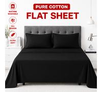 (Single, Black) 100% Egyptian Cotton Flat Sheet - Soft Hotel Quality Luxury Bed Sheet UK