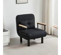 MCC Direct 4 in 1 Folding Single Sofa Bed Convertible Lounge Sleeper Chair with Adjustable Backrest & Large Cushion Grey in Black MCC Direct Black