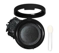 Single Black Eyeshadow, Smoky Eye Pressed Powder Eyeshadow, Highly Pigmented Long-lasting Sweat-proof Eye Shadow With Mirror And Brush, Shimmering Black Eye Make up for Party