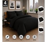 (Single ) Black Stripe Duvet Cover Luxury Egyptian Bedding Set