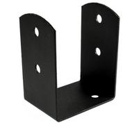 Single Black U Shape Bolt Down Pergola Post Support - Pergola Post Bracket - Post Ground Anchor - Fence Post Bracket - 91mm