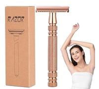 Single Blade Razor for Women, Safety Razors Women, with 10PCS Razors Refills, Reusable Smooth Shave, Painless Hair Remova, for Leg Arm Underarm Bikini (gold)