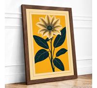 Single Bloom Botanical Framed Wall Art Print A1 (84.1×59.4cm) Walnut, Wall Decor for Living Room, Bedroom, Office & Home, Ready to Hang, Art Gift
