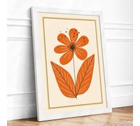 Single Bloom in Burnt Orange Botanical Framed Wall Art Print A3 (42×29.7cm) White, Wall Decor for Living Room, Bedroom, Office & Home, Ready to Hang, Art Gift